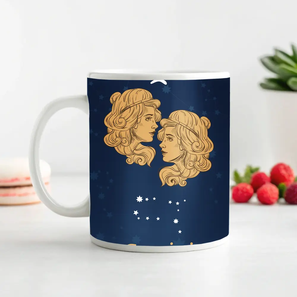Gemini Zodiac Twin Women Navy Blue – Mugs
