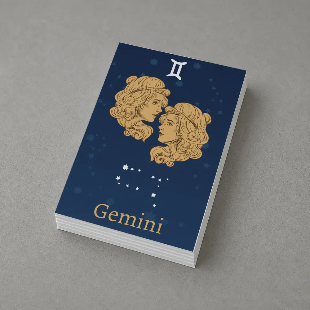 Gemini Zodiac Twin Women Navy Blue – Postcards