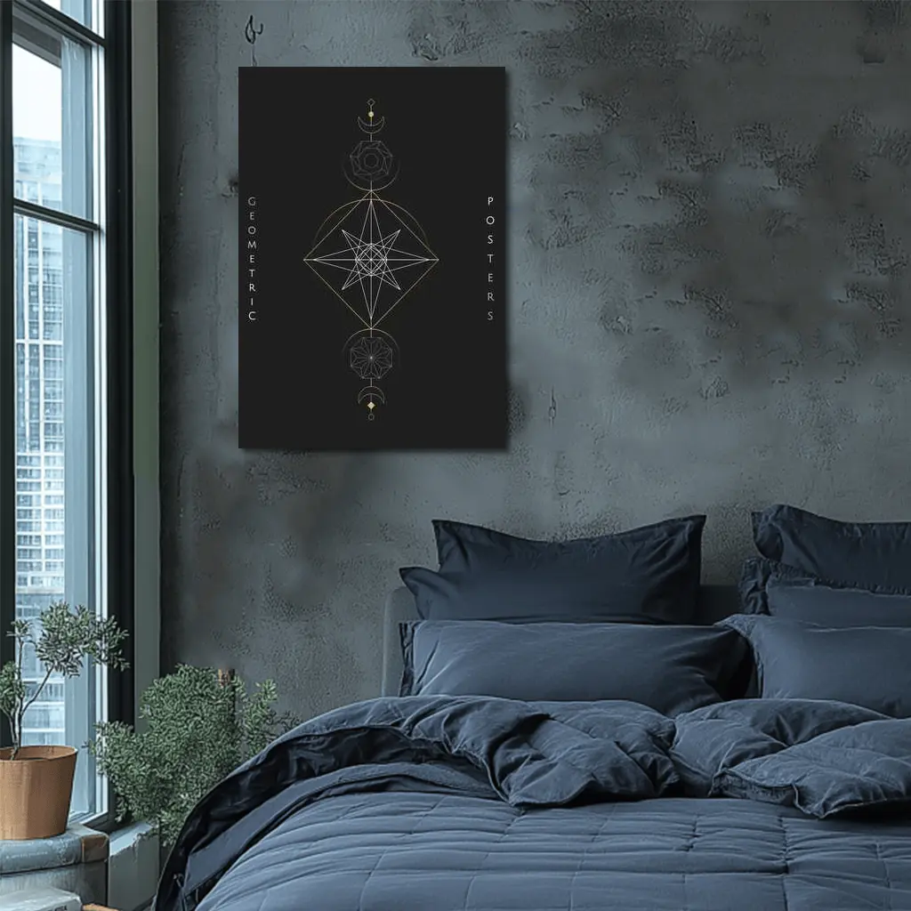 Dark Geometric Sacred Mystical Star Symbol – Wall Art
