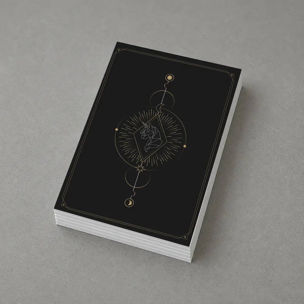 Geometric Unicorn Gold Celestial Moon Dark – Postcards