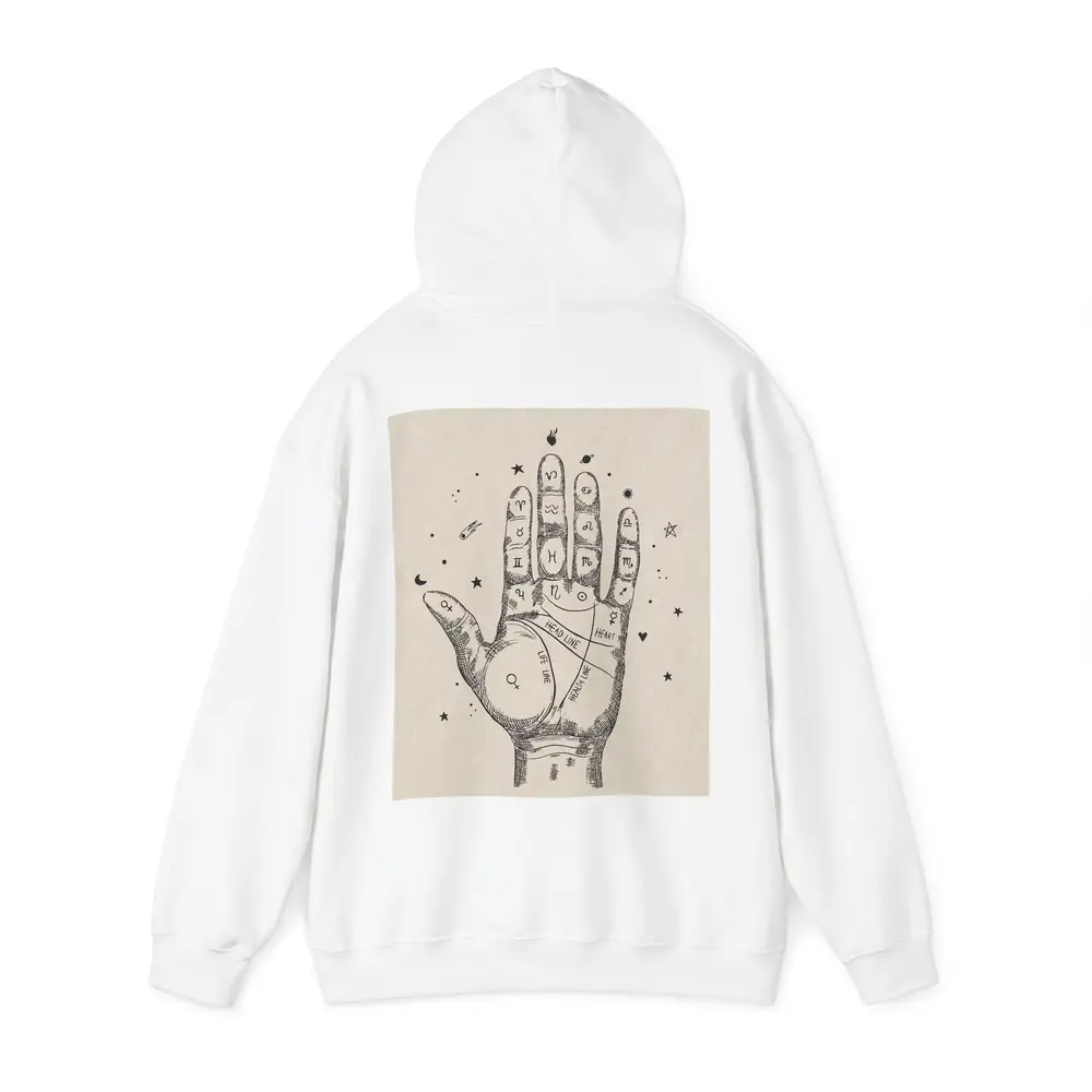 Palmistry Hand Chart Zodiac Astrology Beige Art – Hoodies
