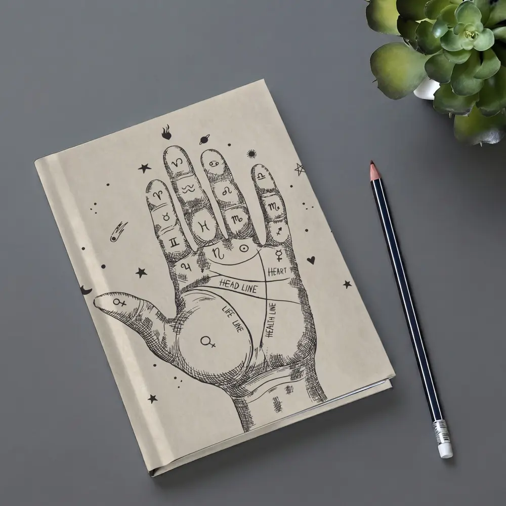 Palmistry Hand Chart Zodiac Astrology Beige Art – Notebooks