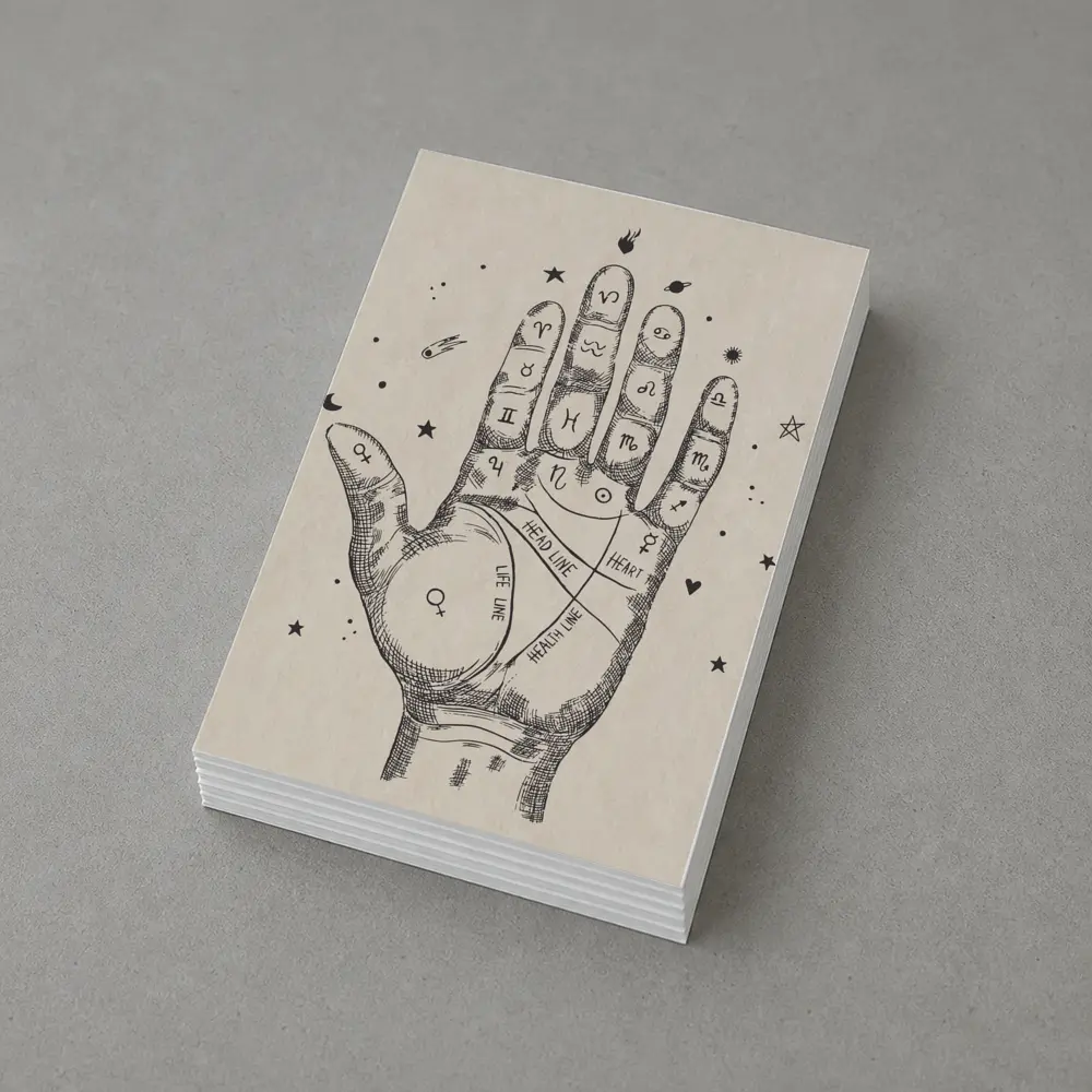 Palmistry Hand Chart Zodiac Astrology Beige Art – Postcards