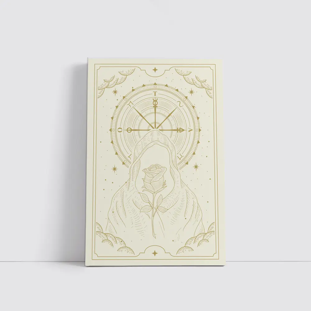 Hooded Figure Rose Compass Mystical Gold Art – Wall Art