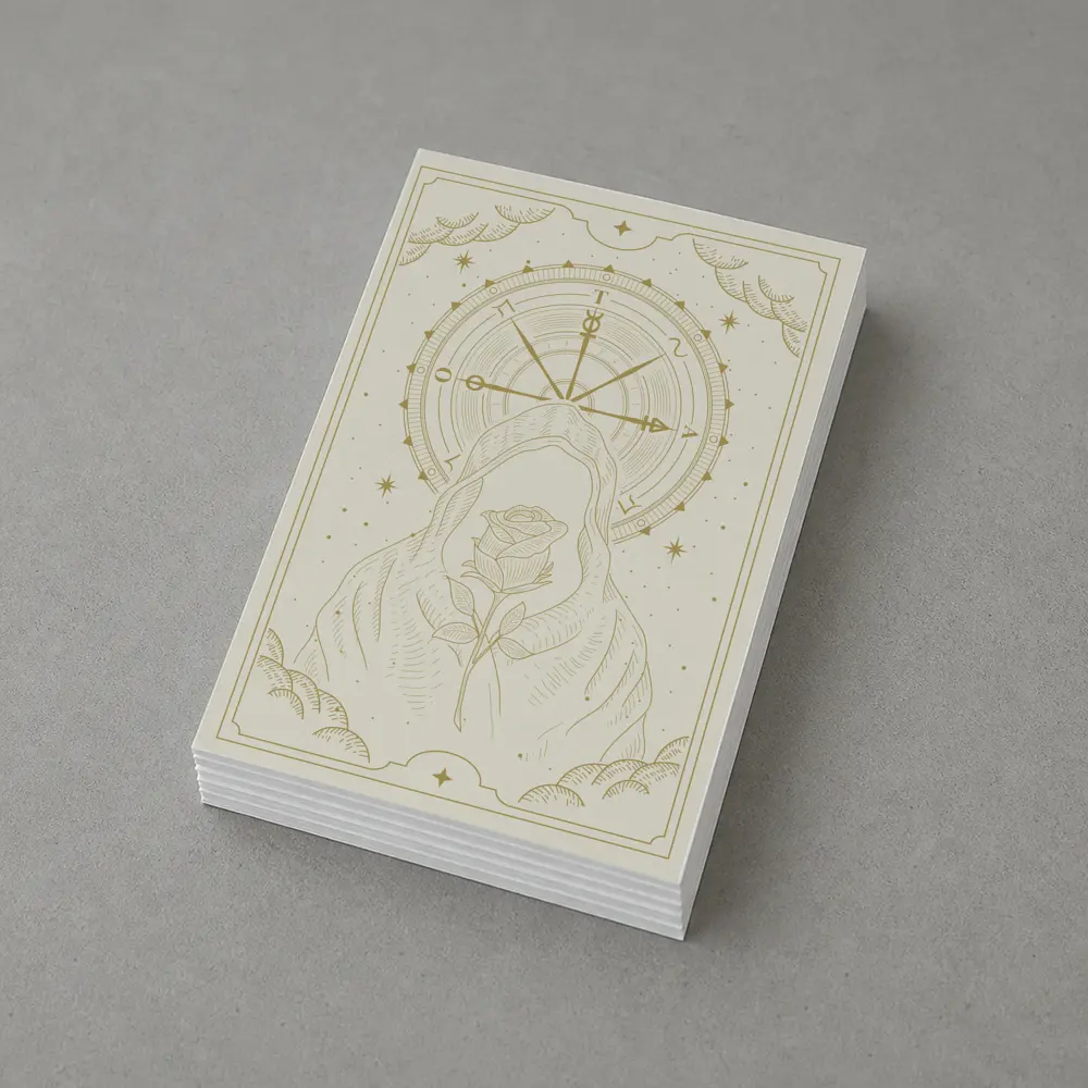Hooded Figure Rose Compass Mystical Gold Art – Postcards