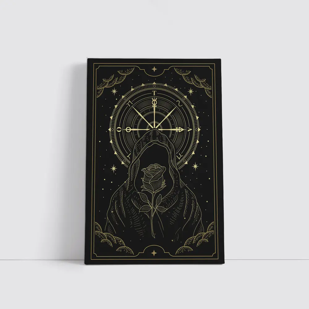 Hooded Figure Rose Gold Compass Dark Art – Wall Art