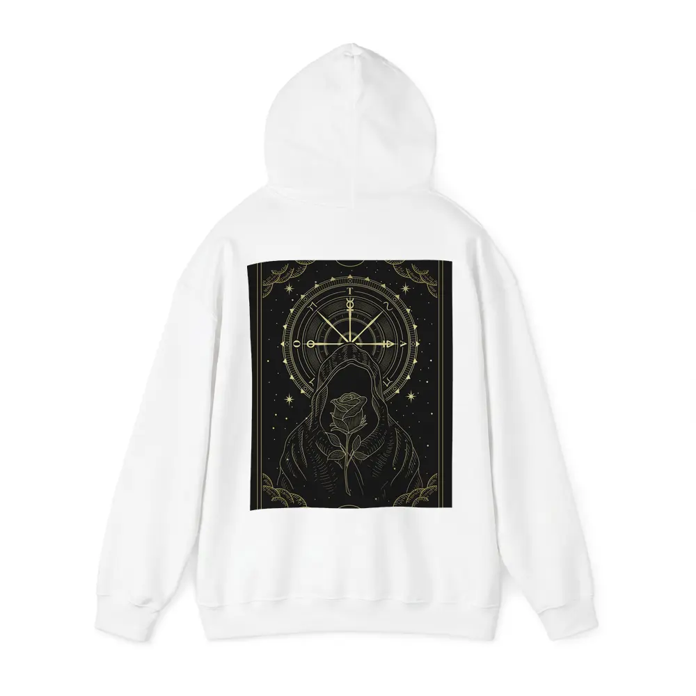 Hooded Figure Rose Gold Compass Dark Art – Hoodies