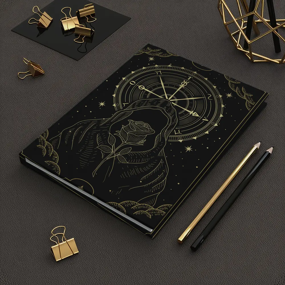 Hooded Figure Rose Gold Compass Dark Art – Notebooks