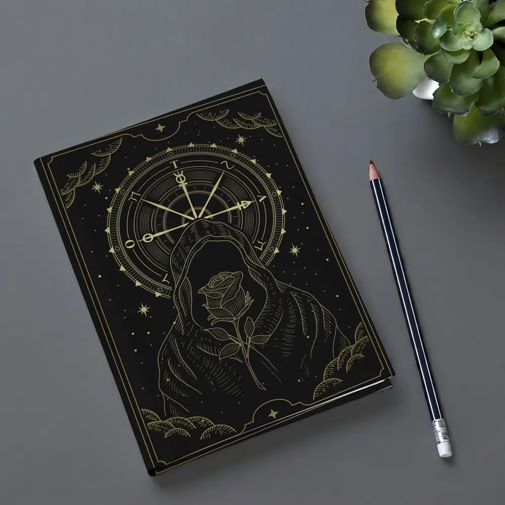Hooded Figure Rose Gold Compass Dark Art – Notebooks
