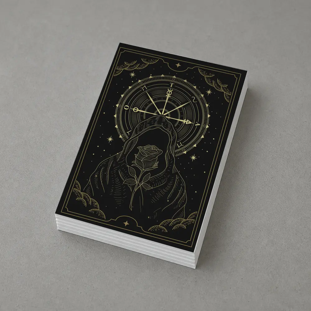 Hooded Figure Rose Gold Compass Dark Art – Postcards