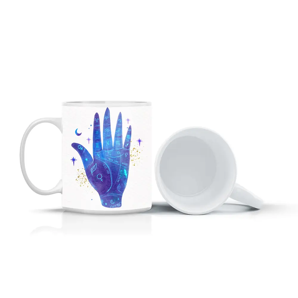 Watercolor Palmistry Hand Zodiac Signs Art – Mugs