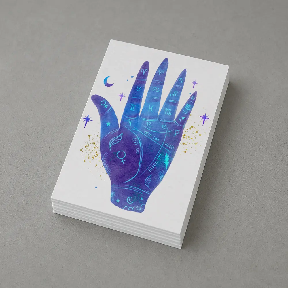 Watercolor Palmistry Hand Zodiac Signs Art – Postcards