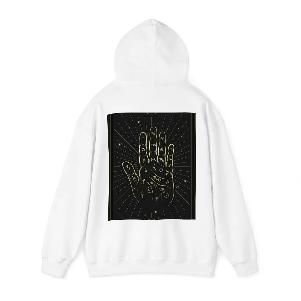 Palmistry Hand Zodiac Symbols Gold Black – Hoodies