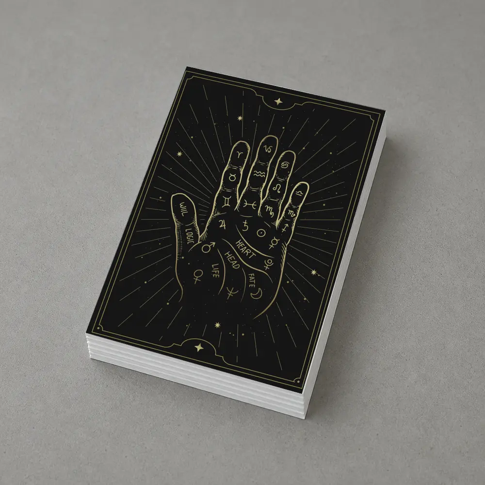 Palmistry Hand Zodiac Symbols Gold Black – Postcards