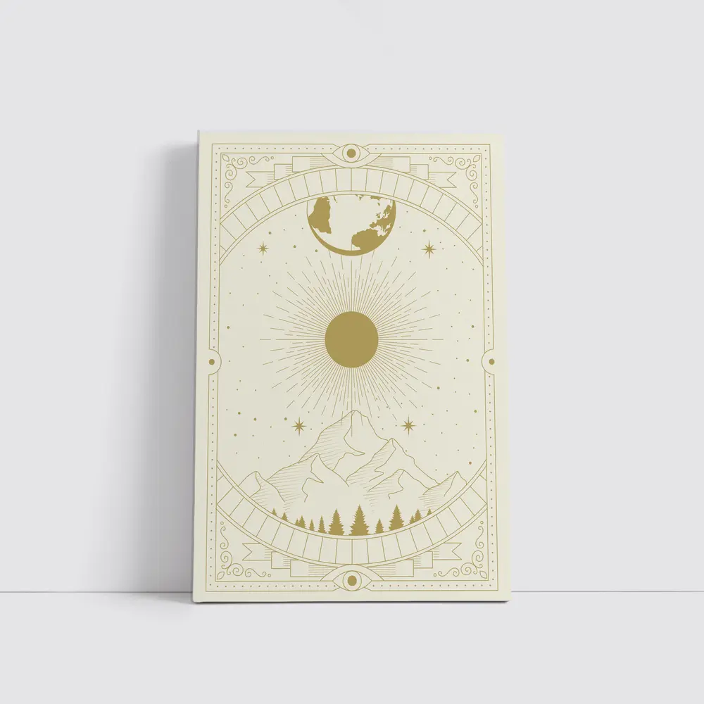 Celestial Mountain Sun Earth Mystical Art – Wall Art
