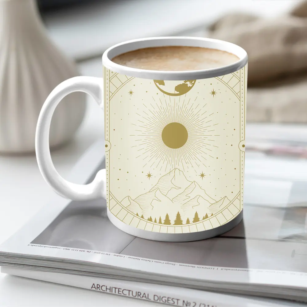 Celestial Mountain Sun Earth Mystical Art – Mugs