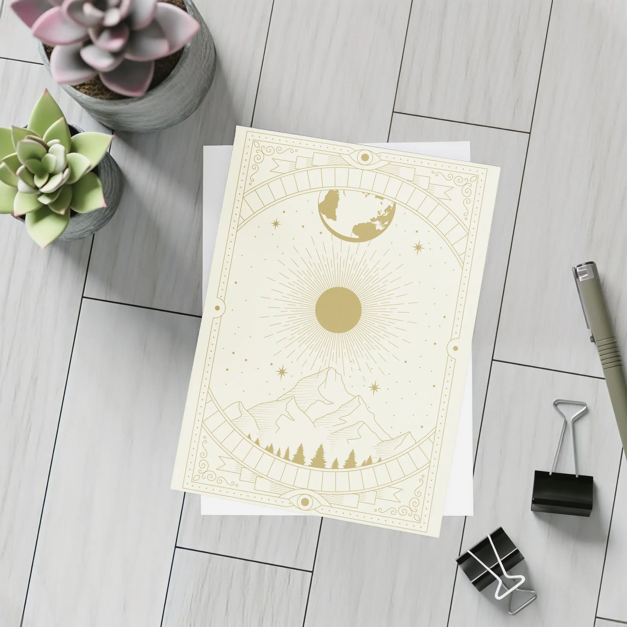 Celestial Mountain Sun Earth Mystical Art – Postcards