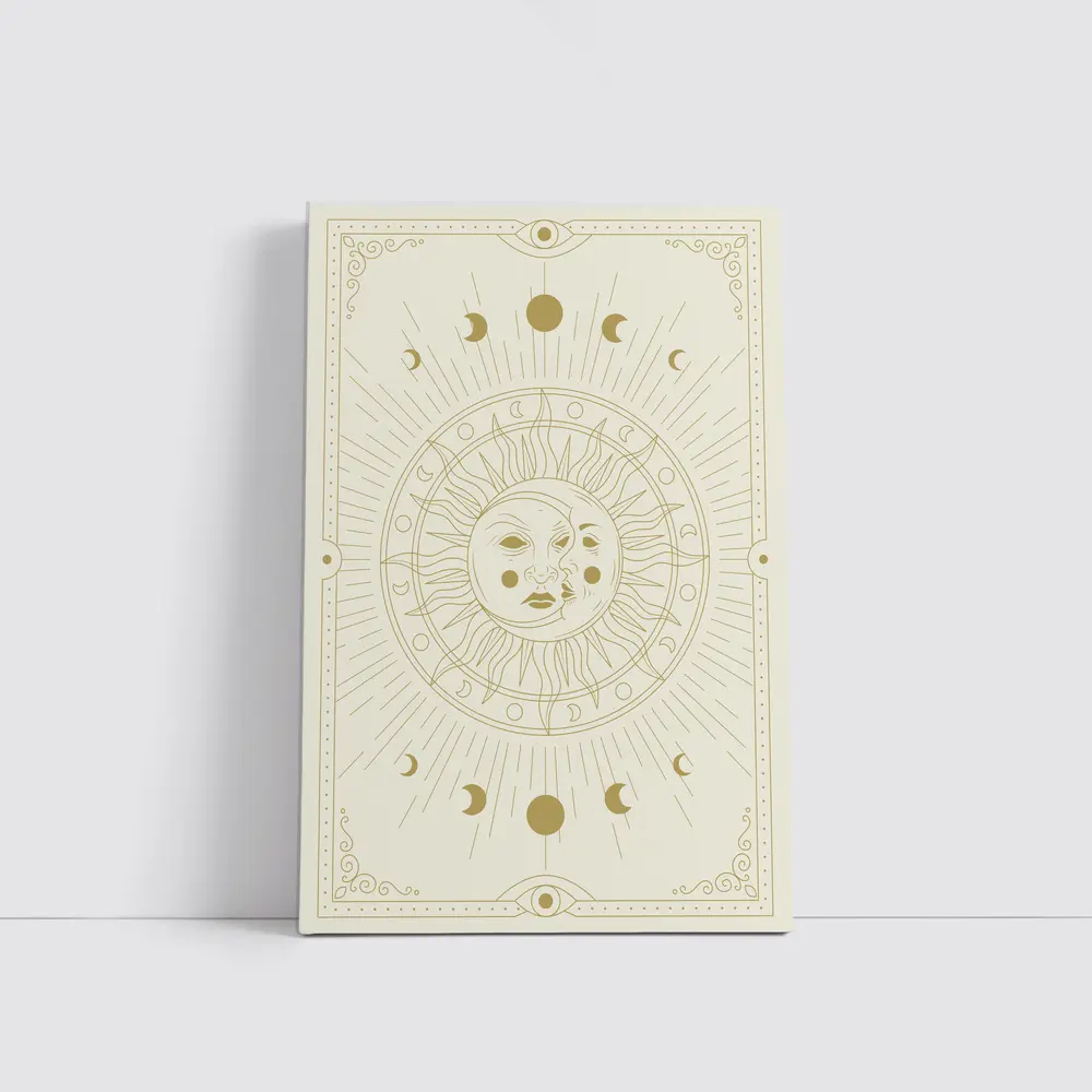 Celestial Sun Moon Phases Gold Beige Art – Wall Art