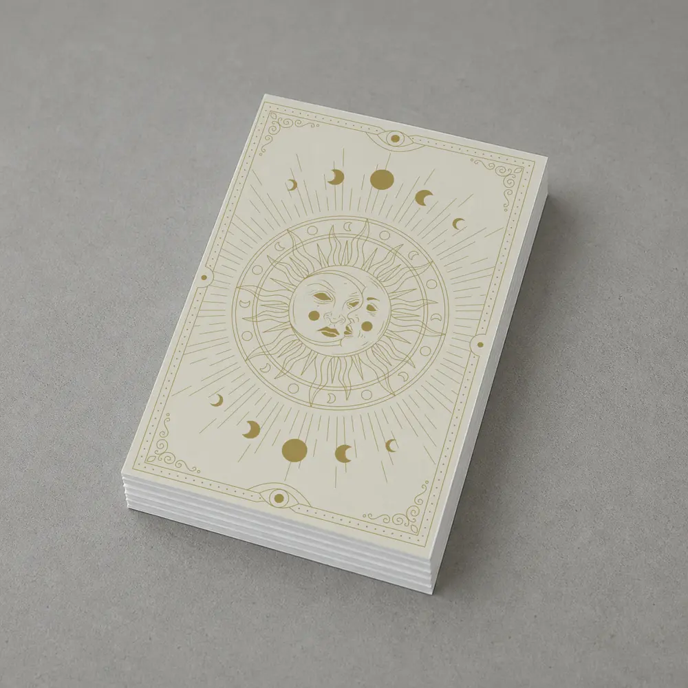 Celestial Sun Moon Phases Gold Beige Art – Postcards