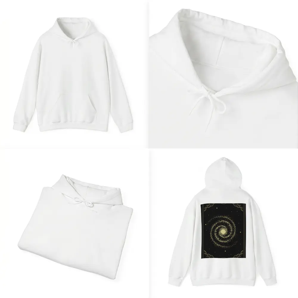 Gold Spiral Galaxy Black Mystical Tarot Art – Hoodies