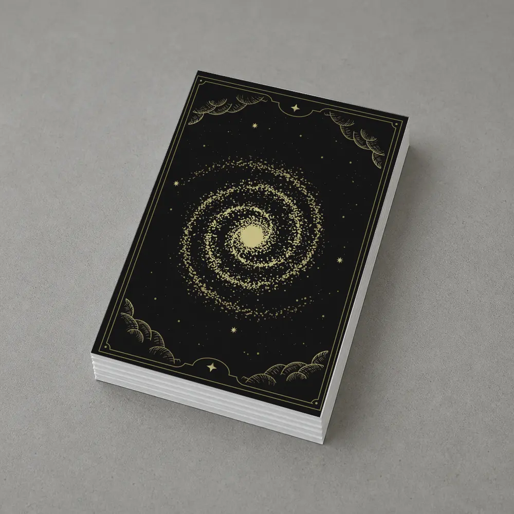Gold Spiral Galaxy Black Mystical Tarot Art – Postcards