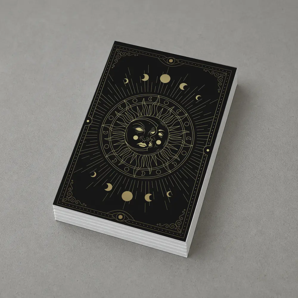 Gold Sun Moon Phases Mystical Black Art – Postcards