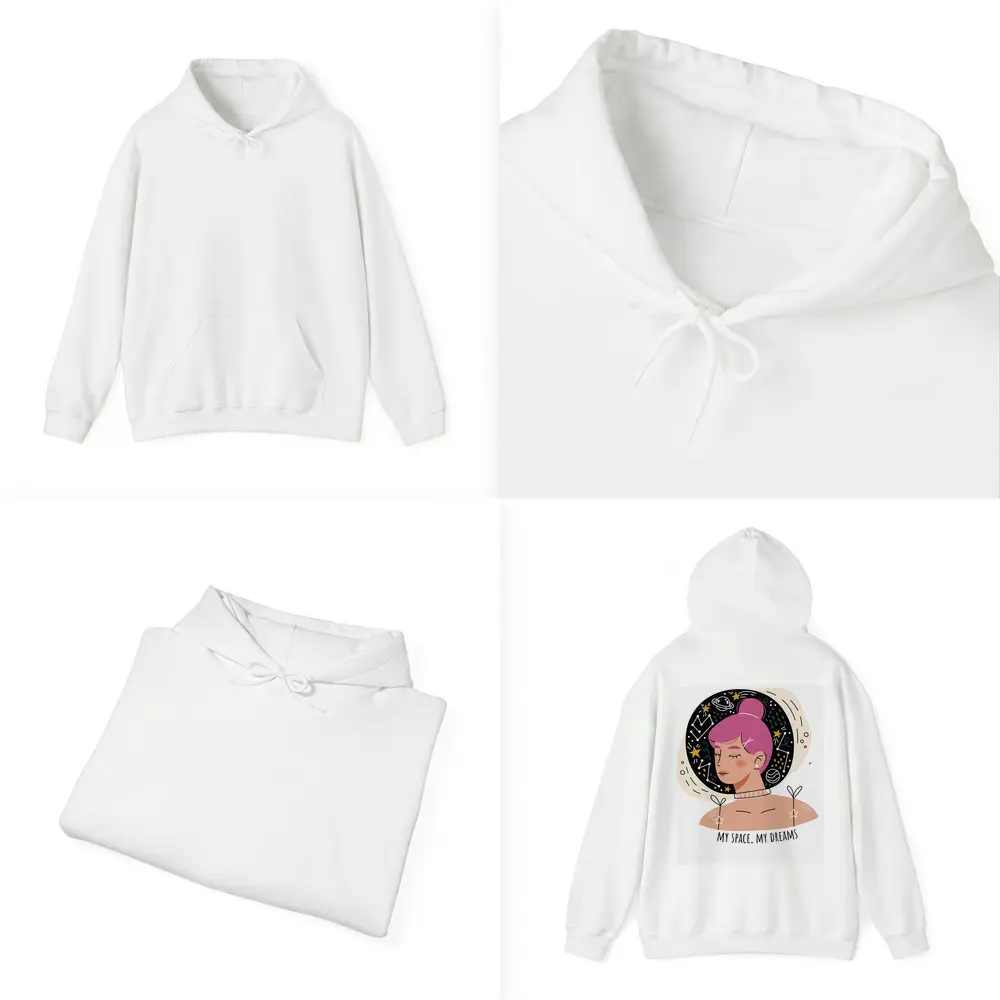 Pink Hair Girl Space Dreams Illustration Art – Hoodies
