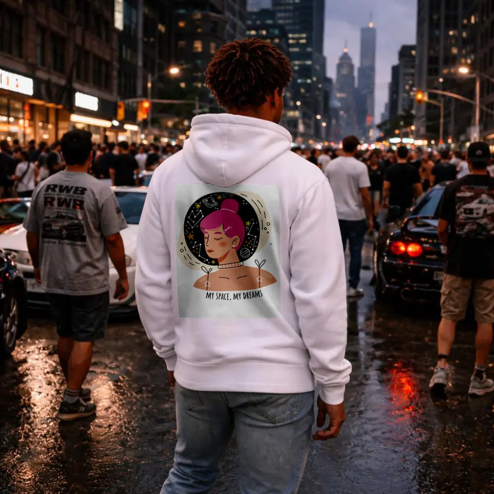 Pink Hair Girl Space Dreams Illustration Art – Hoodies