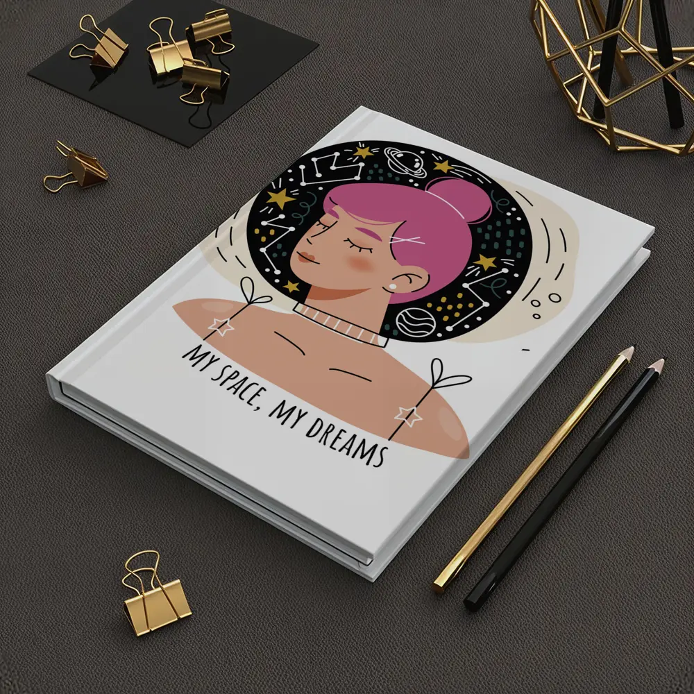 Pink Hair Girl Space Dreams Illustration Art – Notebooks
