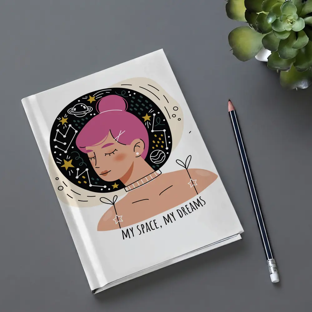 Pink Hair Girl Space Dreams Illustration Art – Notebooks