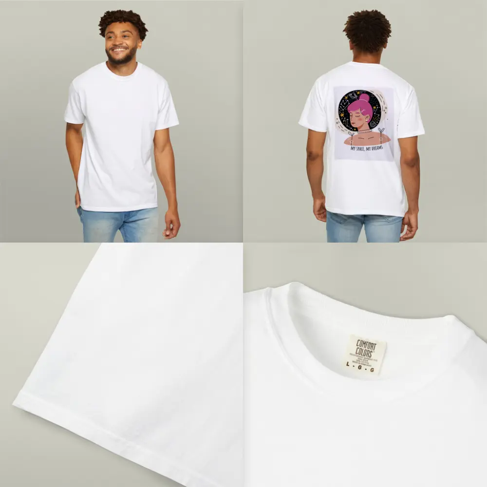 Pink Hair Girl Space Dreams Illustration Art – T-Shirts