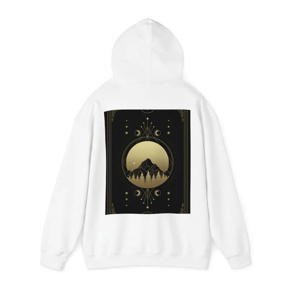 Gold Moon Phase Mountain Night Sky Art – Hoodies
