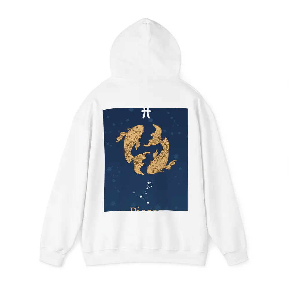 Pisces Zodiac Sign Gold Fish Dark Blue – Hoodies