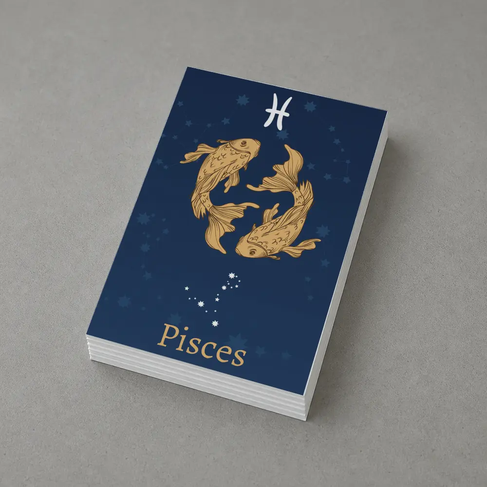Pisces Zodiac Sign Gold Fish Dark Blue – Postcards