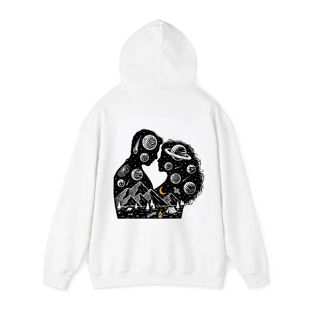Couple Silhouette Space Planets Camping Night – Hoodies
