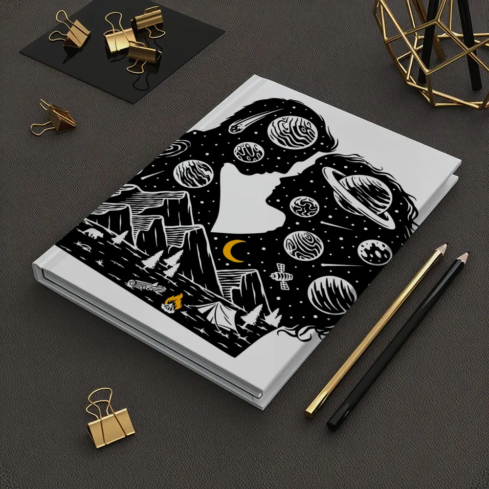 Couple Silhouette Space Planets Camping Night – Notebooks
