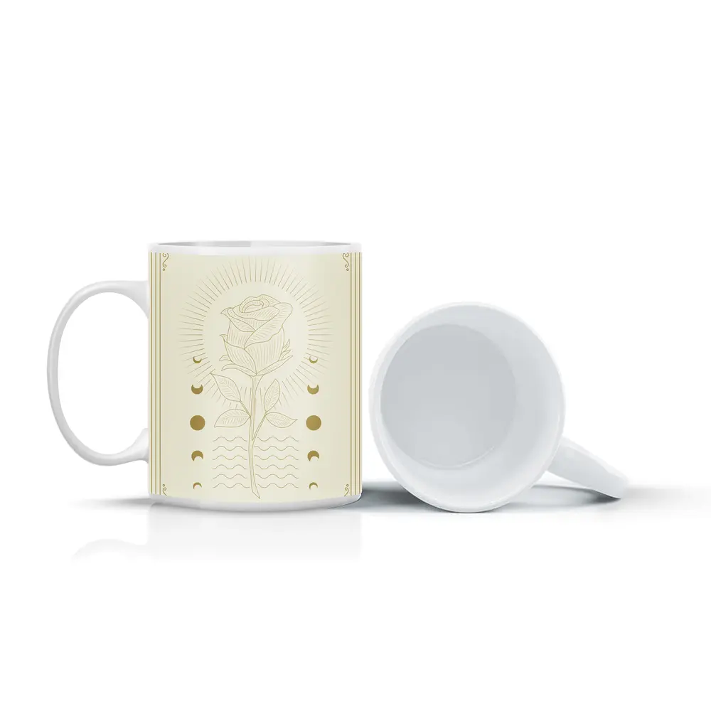 Gold Rose Moon Phases Mystical Celestial Art – Mugs