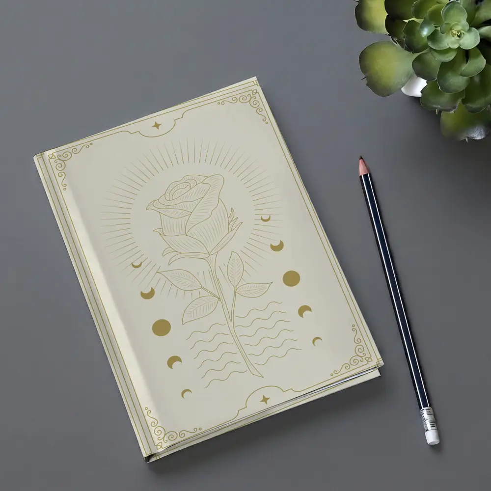 Gold Rose Moon Phases Mystical Celestial Art – Notebooks