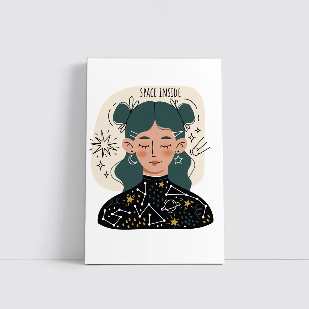 Space Inside Girl Celestial Constellation Art – Wall Art