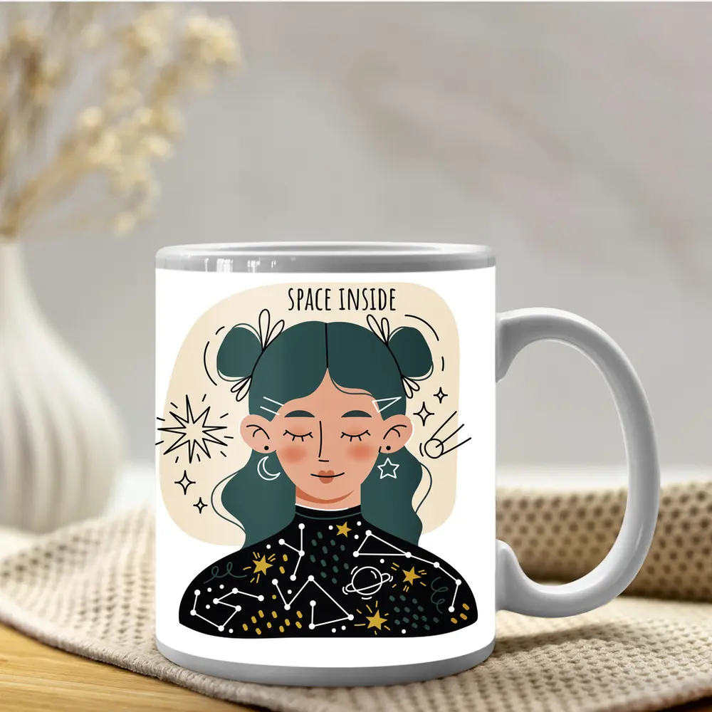 Space Inside Girl Celestial Constellation Art – Mugs