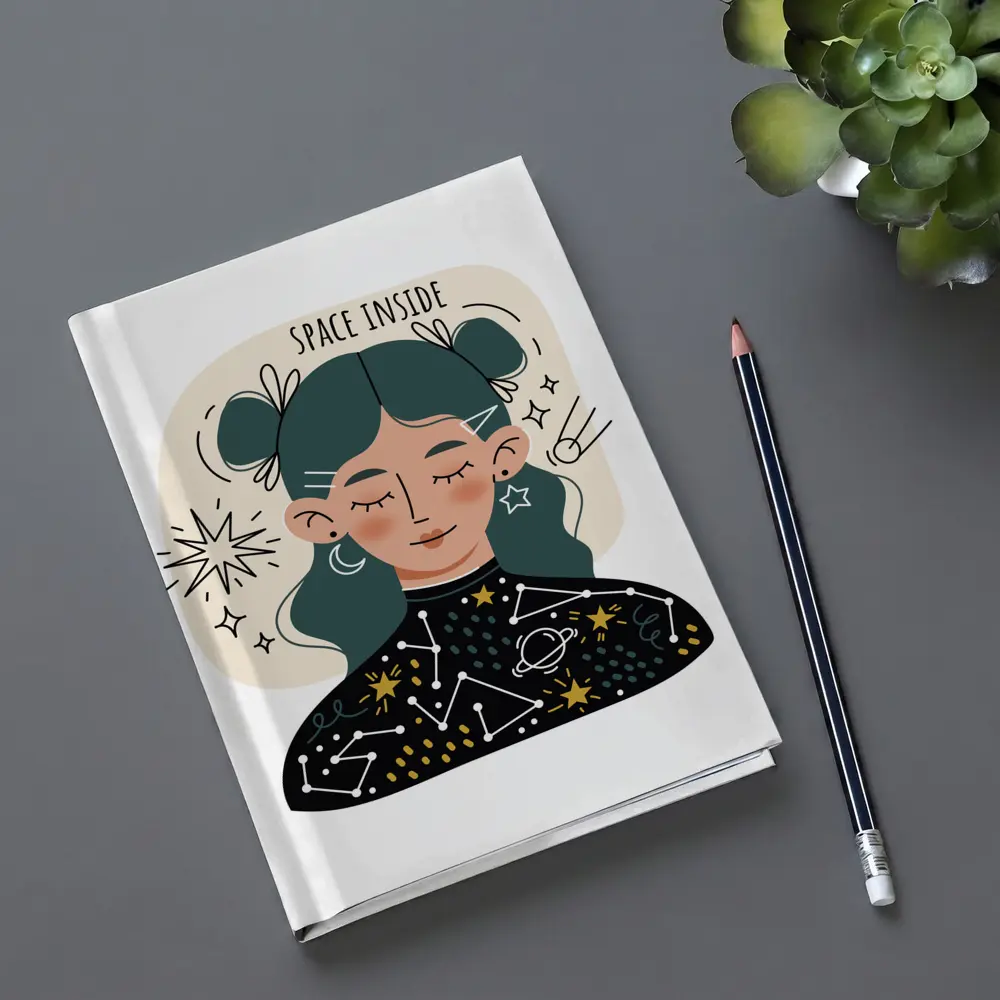Space Inside Girl Celestial Constellation Art – Notebooks