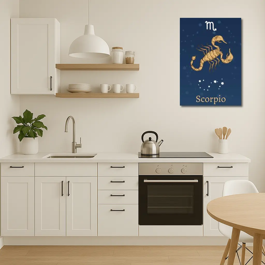 Scorpio Zodiac Sign Gold Scorpion Blue – Wall Art