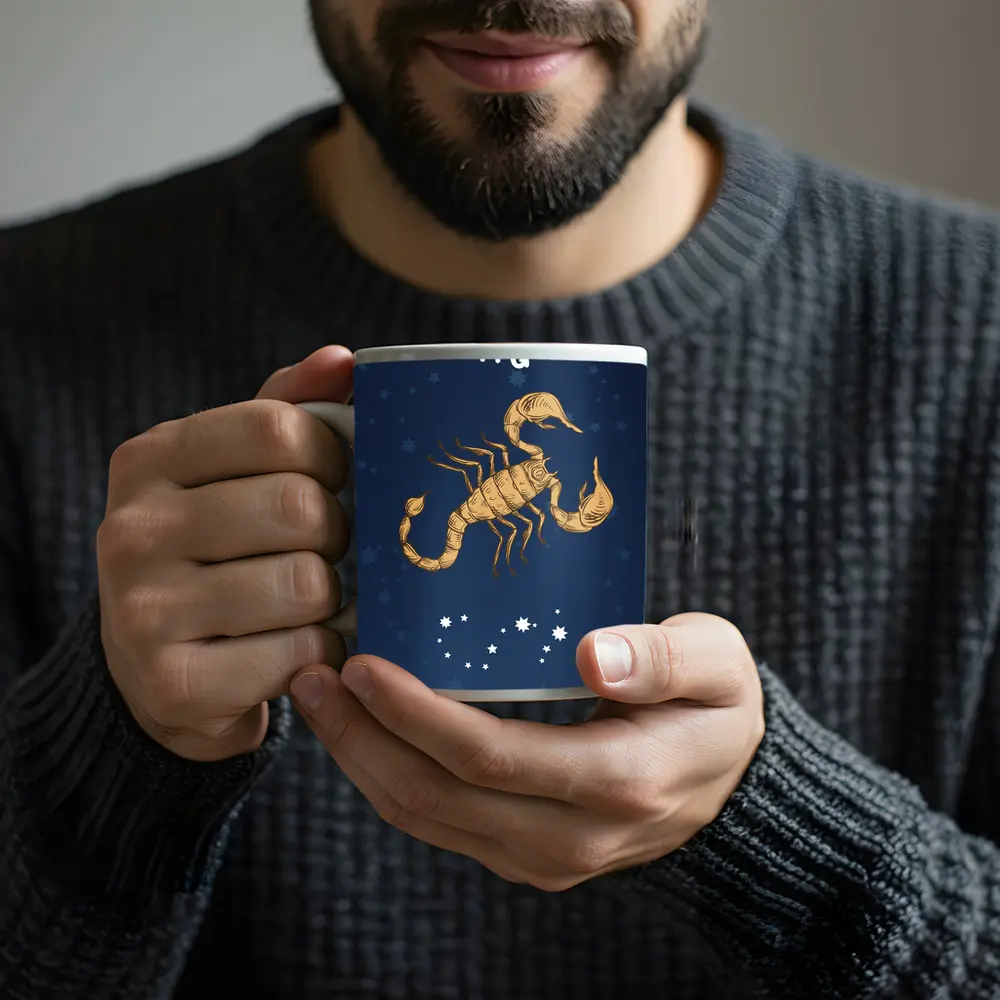 Scorpio Zodiac Sign Gold Scorpion Blue – Mugs
