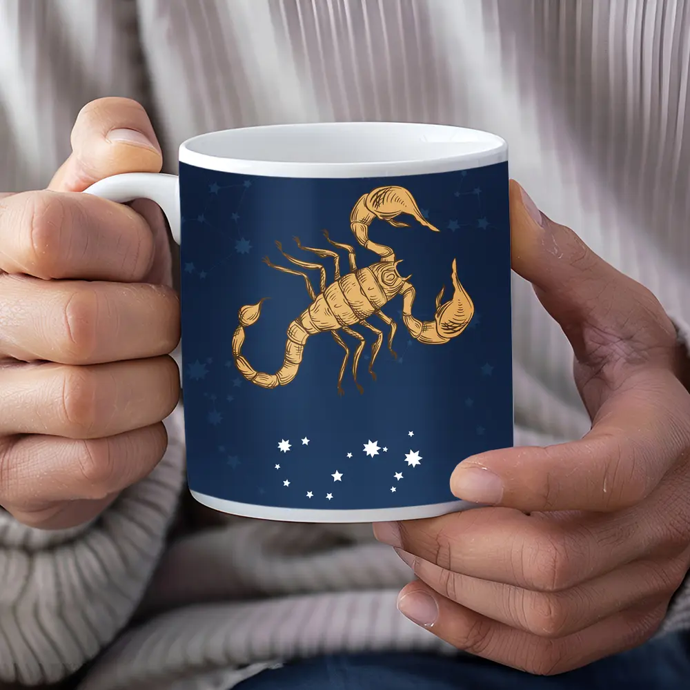 Scorpio Zodiac Sign Gold Scorpion Blue – Mugs