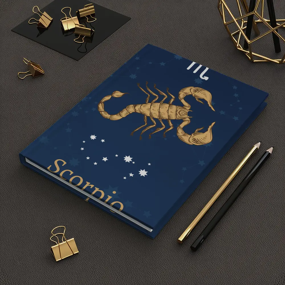 Scorpio Zodiac Sign Gold Scorpion Blue – Notebooks