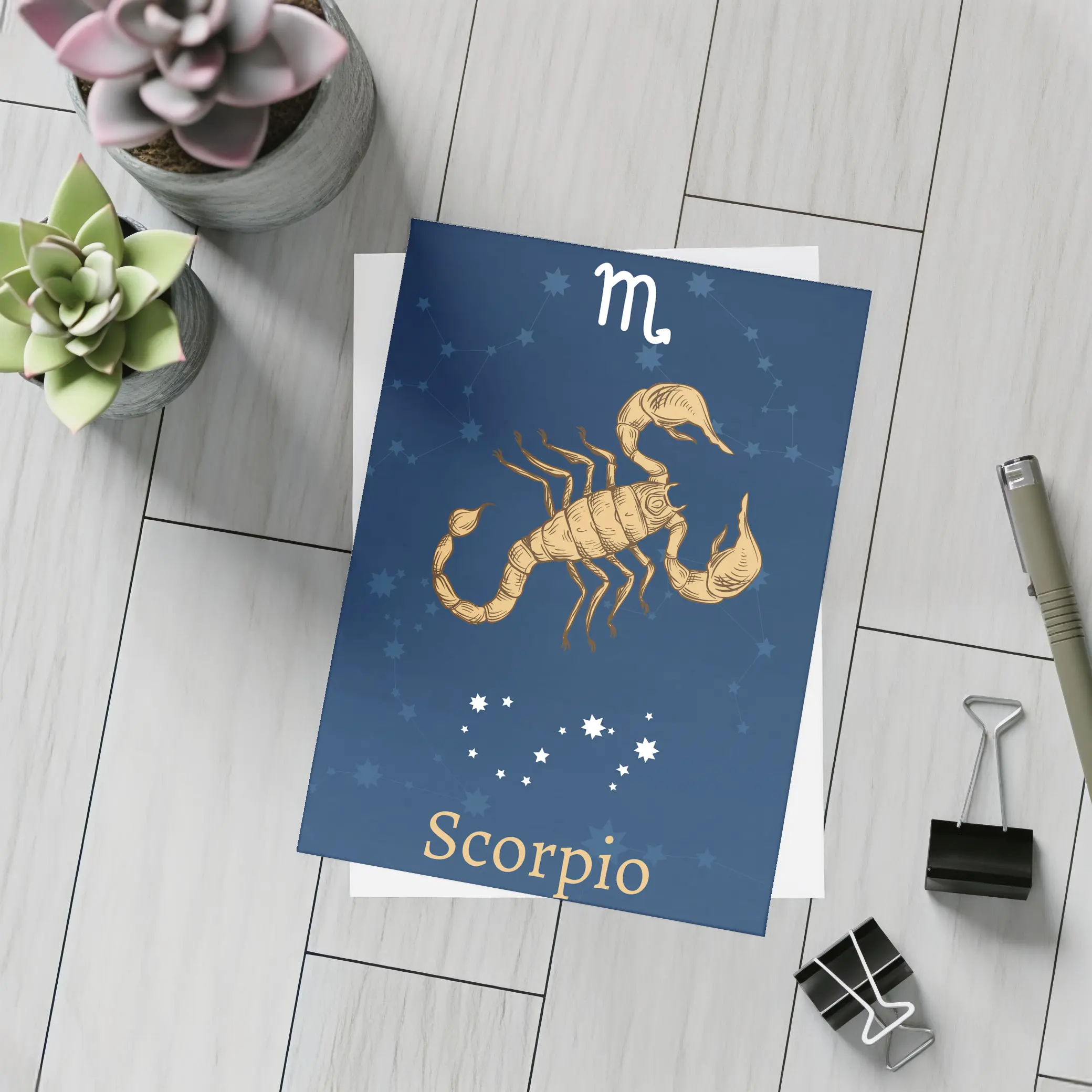 Scorpio Zodiac Sign Gold Scorpion Blue – Postcards