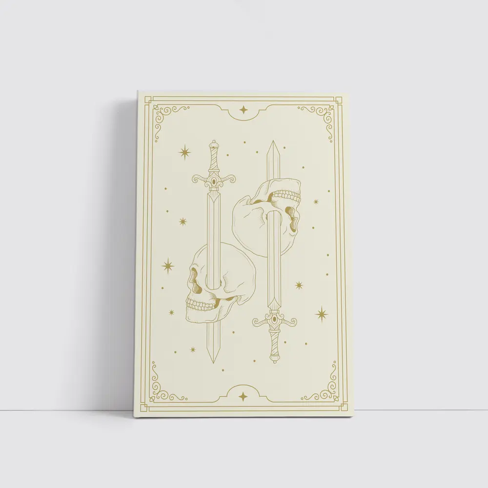 Gold Skull Sword Mystical Tarot Art – Wall Art