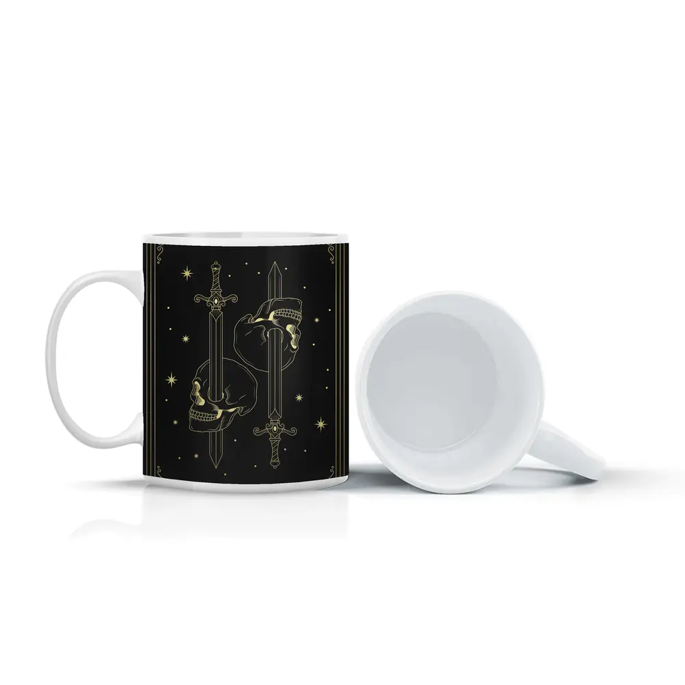 Gold Skull Swords Dark Mystical Tarot Art – Mugs