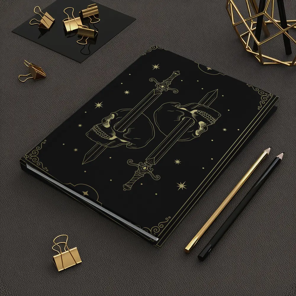 Gold Skull Swords Dark Mystical Tarot Art – Notebooks