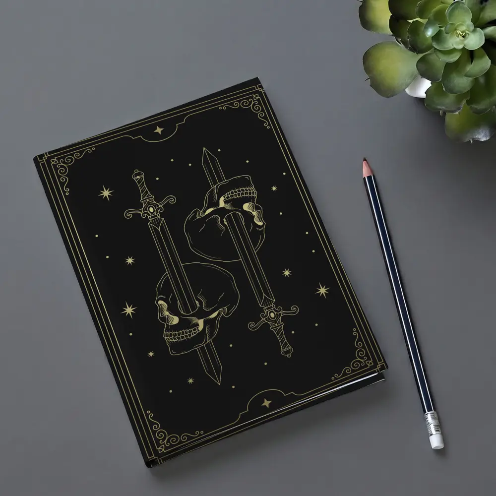 Gold Skull Swords Dark Mystical Tarot Art – Notebooks
